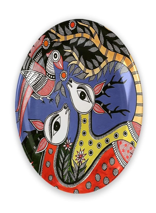 WOODHANG Gond Tribal Art Ceramic Wall Plate For Home Decoration|Deer, Bird, and Tree of Life Decorative Indian Folk Art| Wall Arts For Living Room, Bedroom and Office Décor|Home Decor Gift Items - Image 2